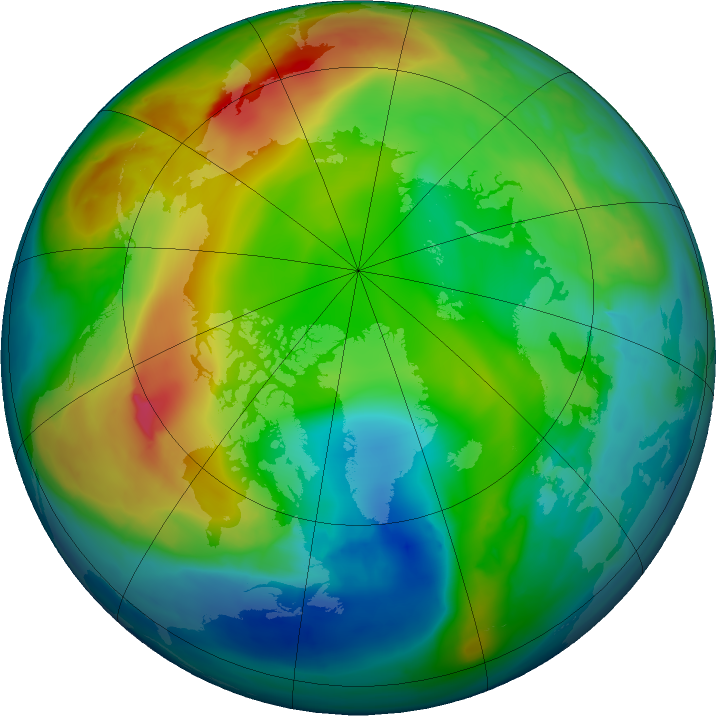 Arctic ozone map for 25 December 2015
